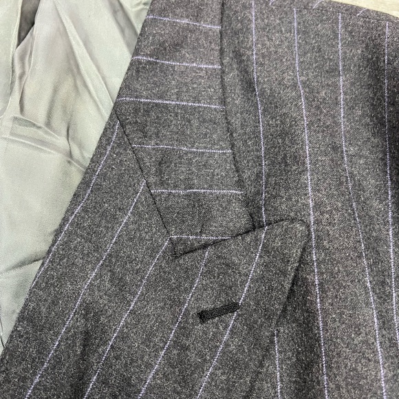 Tallia Grey w/ Purple Pinstripe Double Breasted Suit 52L - Picture 3 of 8